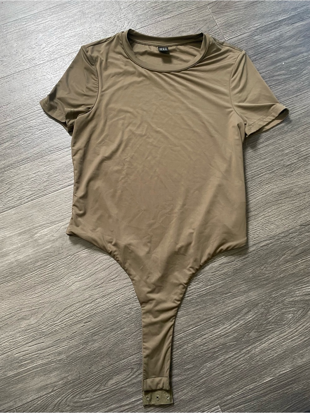 Short-Sleeve Bodysuit One-Piece in Olive Green